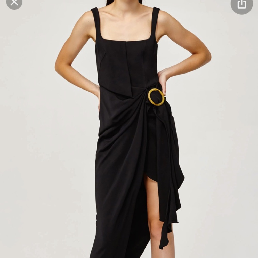 Acler Maine Draped Midi Dress with Ring Detail - Picture 3 of 13